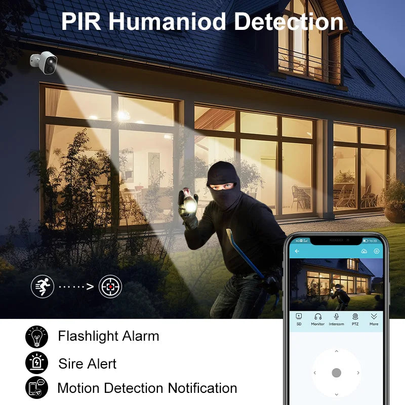 Outdoor Full HD 1080P Wireless IP Security Camera with Solar Power and 5000mAh Battery