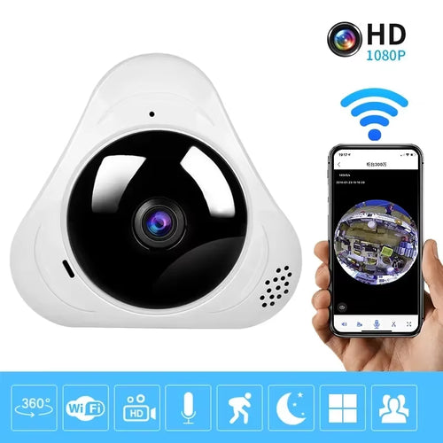 360-Degree WiFi Panoramic 1080P Security Cameras with Fisheye Lens, 3MP Smart Home Night Vision CCTV Surveillance System