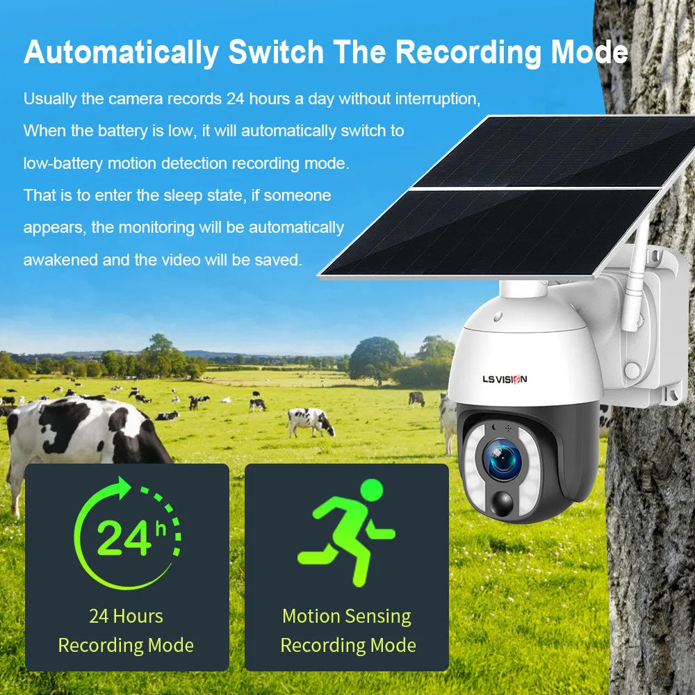 LS VISION 4K 8MP Solar-Powered Security Camera with 20X Zoom, 24/7 Recording, 4G/WiFi Connectivity, Auto Tracking, and 30,000mAh Battery with 20W Solar Panel