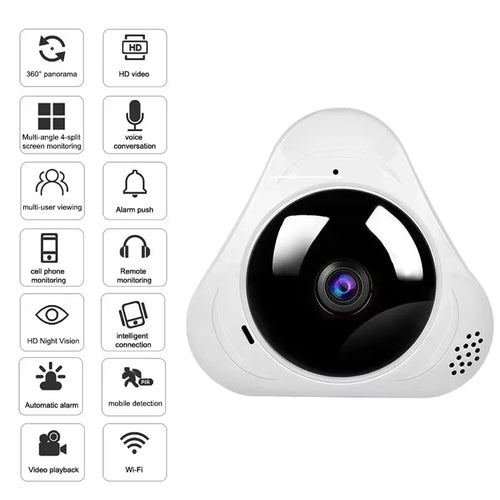 360-Degree WiFi Panoramic 1080P Security Cameras with Fisheye Lens, 3MP Smart Home Night Vision CCTV Surveillance System