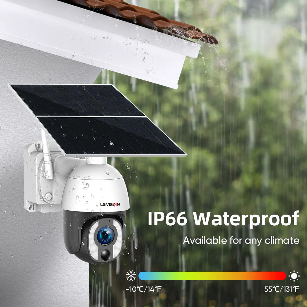 LS VISION 4K 8MP Solar-Powered Security Camera with 20X Zoom, 24/7 Recording, 4G/WiFi Connectivity, Auto Tracking, and 30,000mAh Battery with 20W Solar Panel