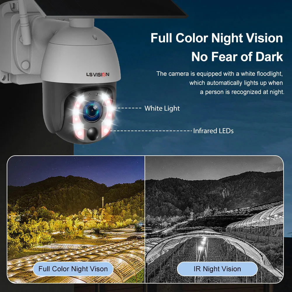 LS VISION 4K 8MP Solar-Powered Security Camera with 20X Zoom, 24/7 Recording, 4G/WiFi Connectivity, Auto Tracking, and 30,000mAh Battery with 20W Solar Panel