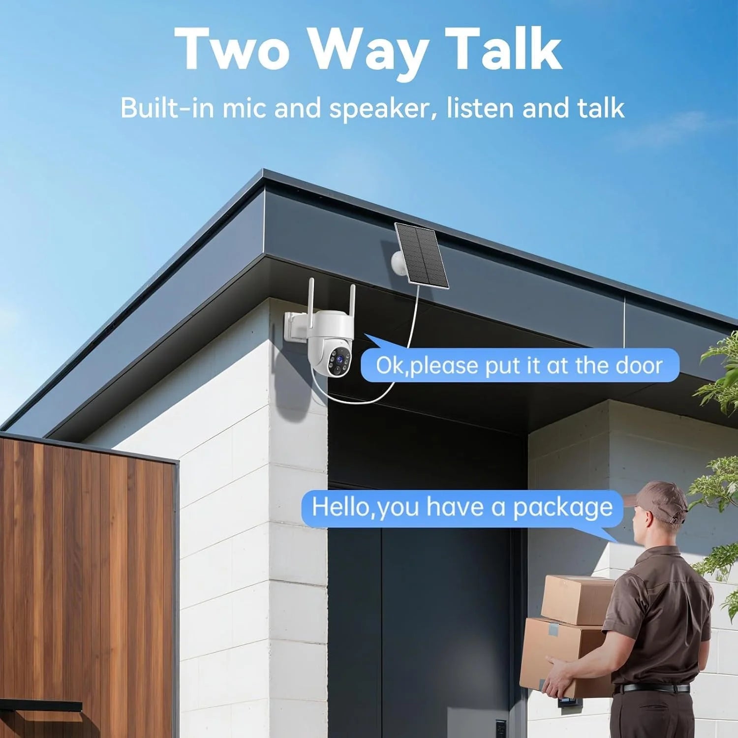 Wireless Solar Security Cameras for Outdoor Use, 5G & 2.4GHz Home Surveillance, 2K Resolution, Color Night Vision, AI Human Detection, Two-Way Audio, and Siren Alarms (Set of 2)