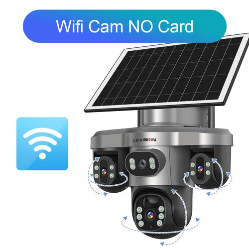 15MP Triple PTZ Lens 4G Solar Outdoor Security Camera with 10X Digital Zoom and Auto Tracking - V380 Pro