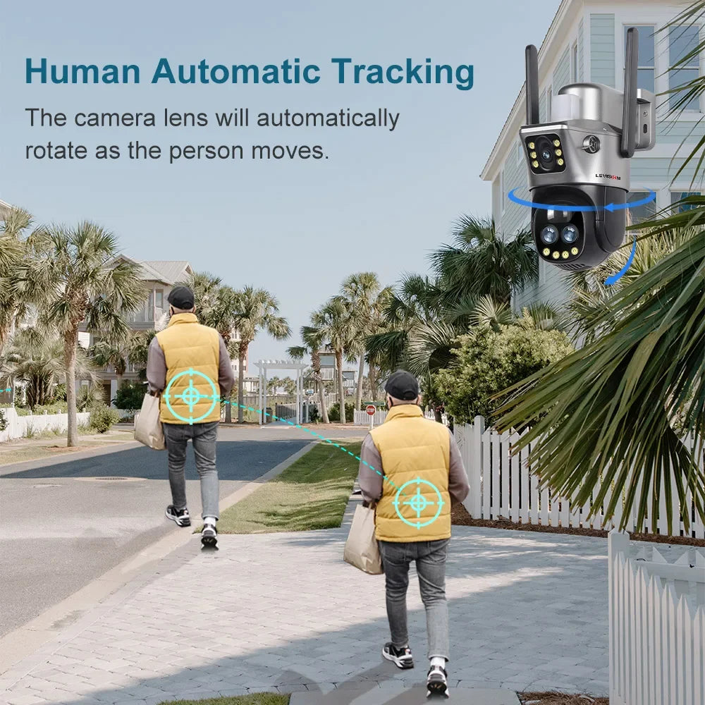 Dual-Screen Solar Camera with 10X Zoom, WiFi/4G SIM Connectivity, Light Alarm, Auto Tracking, and IP66 Rated PTZ CCTV System