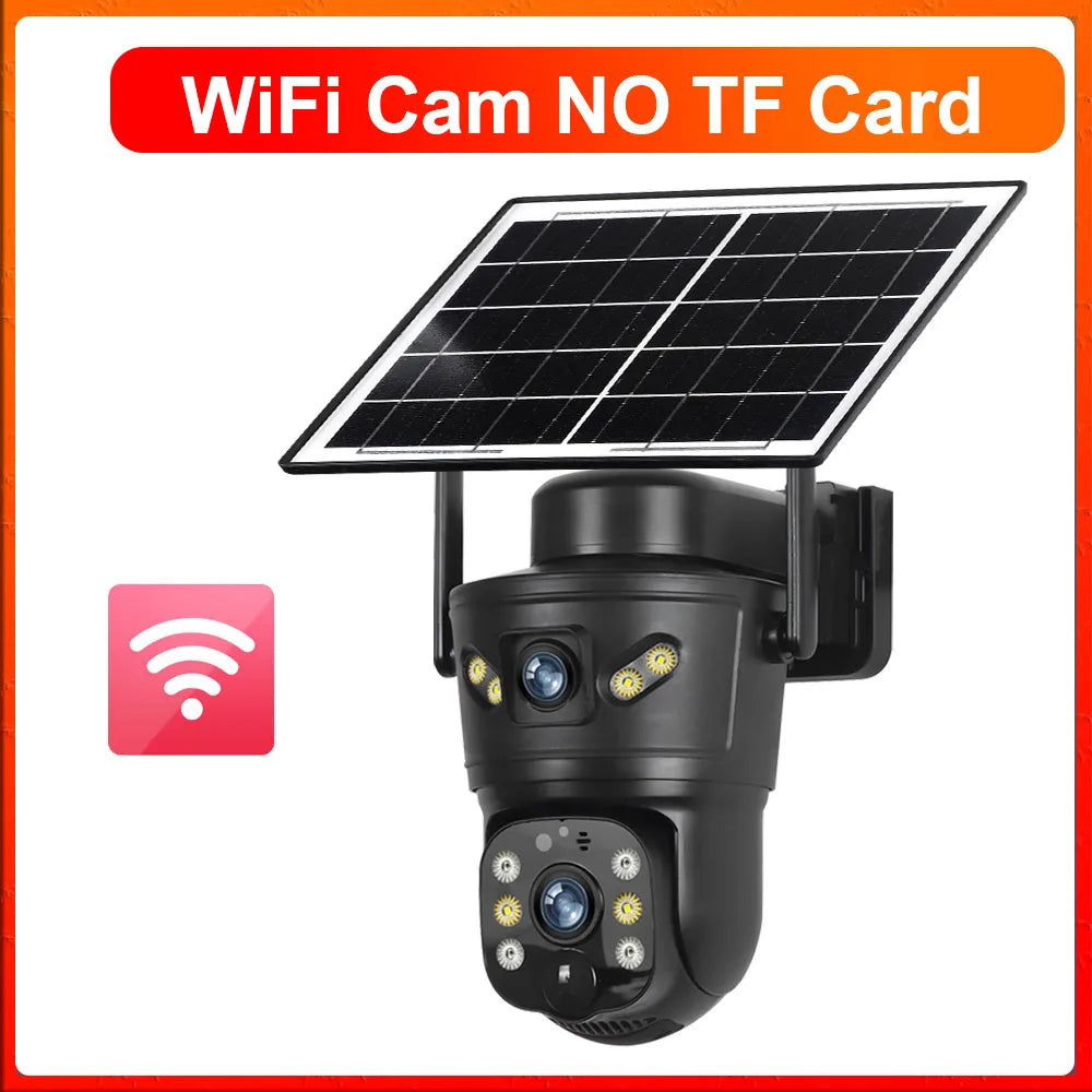 8MP Dual Lens 4G/WiFi Outdoor Security Camera with Solar Power, Night Vision, PIR Motion Detection, and Auto Tracking - V380 Pro